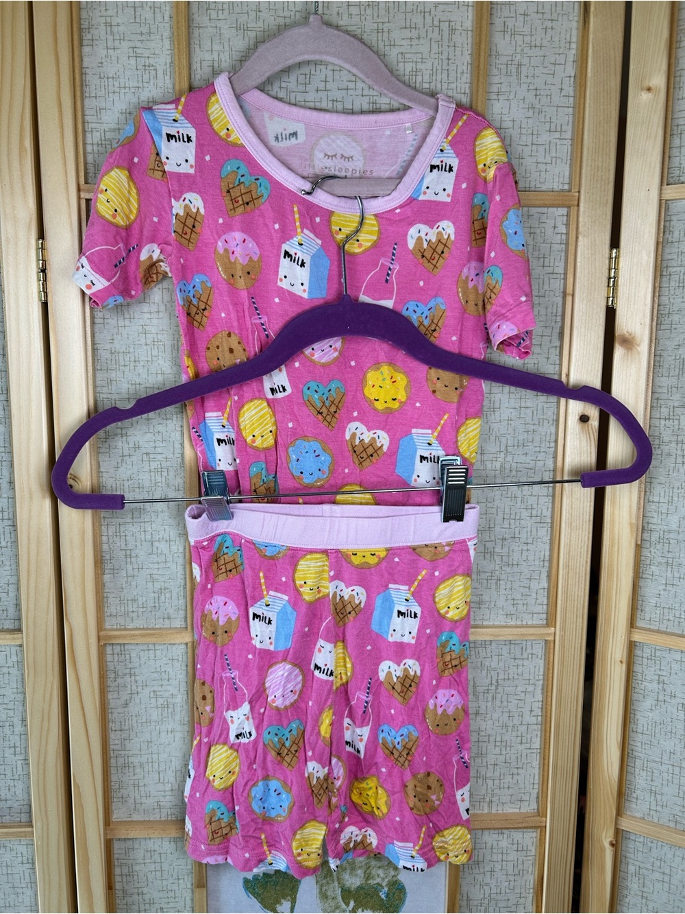 Little Sleepies Pink Ice Cream & Milk Carton Short Sleeve Pajama Set